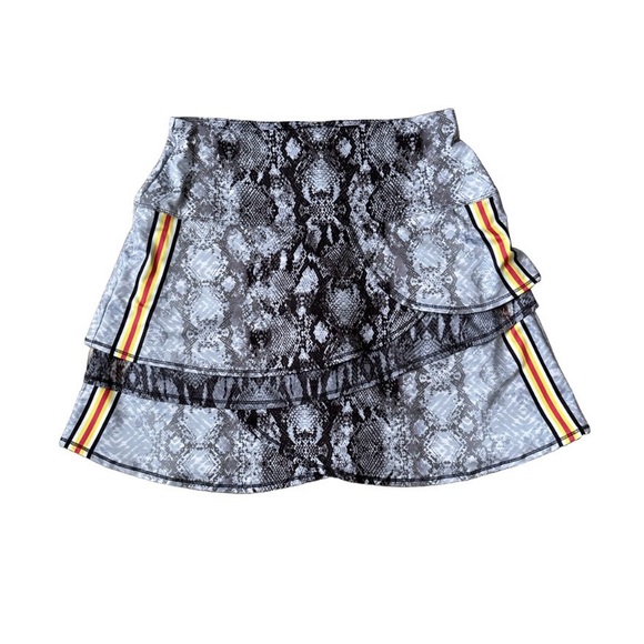 Lucky in Love Pants - Lucky in Love Snake Print Layered Tennis Skort with Yellow & Red Stripe